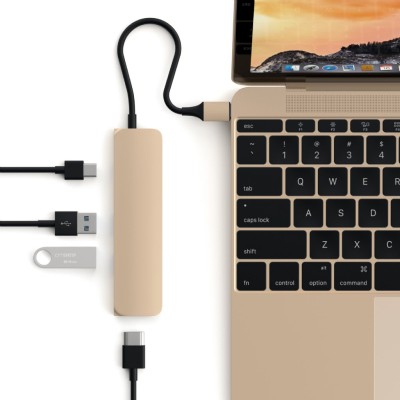 Satechi Slim USB Type-C multiport adapter med 4K HDMI Videoutgång och 2 USB 3.0 portar