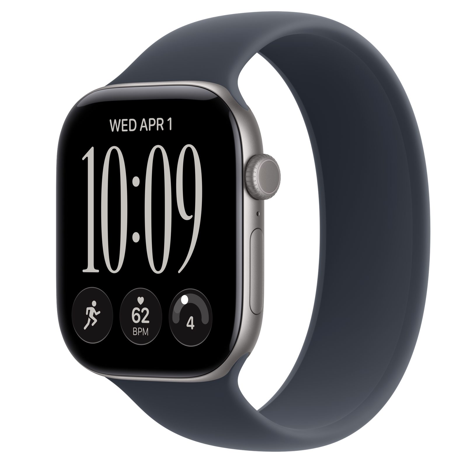 Apple Watch Series 12 (GPS + Cellular) • Aluminiumboett rymdgrå, 46 mm • Sololoop marinblå