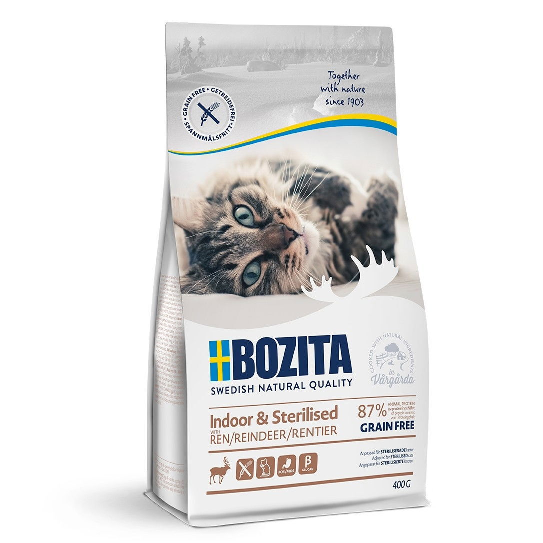 Bozita Indoor & Sterilised Grain Free Reindeer Torrfoder till Katt 400 g