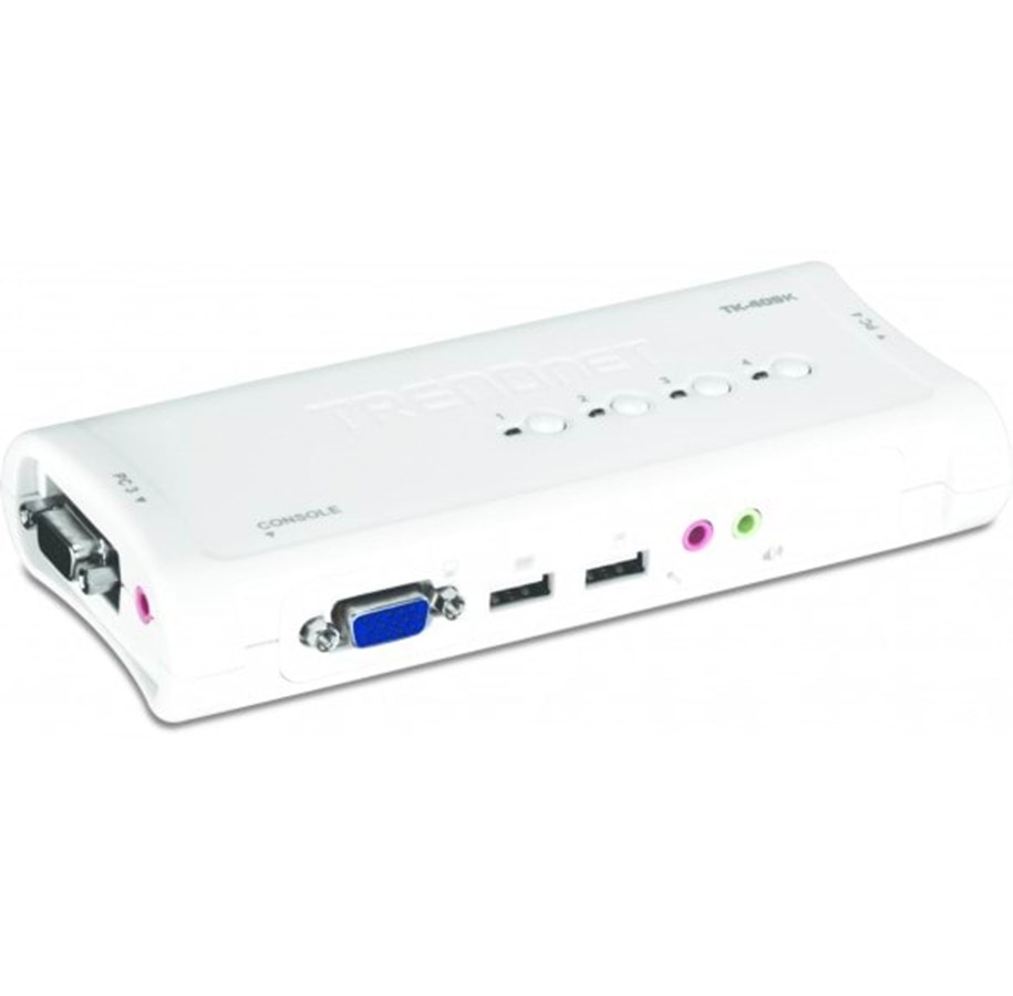 TRENDnet TK 409K - Omkopplare för tangentbord/video/mus/ljud/USB - 4 x KVM/ljud/USB - 1 lokal användare - skrivbordsmodell, bild 2