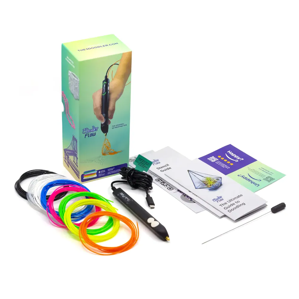 3Doodler FLOW, ABS, Flexibel polyester (FPE), Polylactic Acid (PLA), Träfiber, 2,2 mm, Fused Filament Fabrication (FFF), 1,75 mm, 240 °C, 1,5 min.