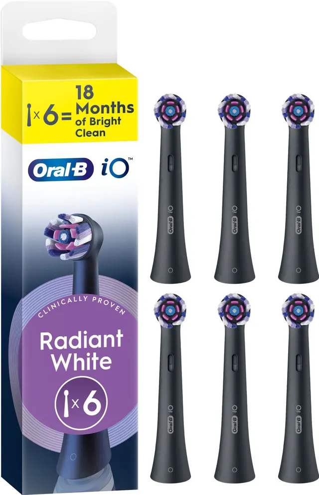 Oral-B iO Radiant White borsthuvuden 6 st, svart