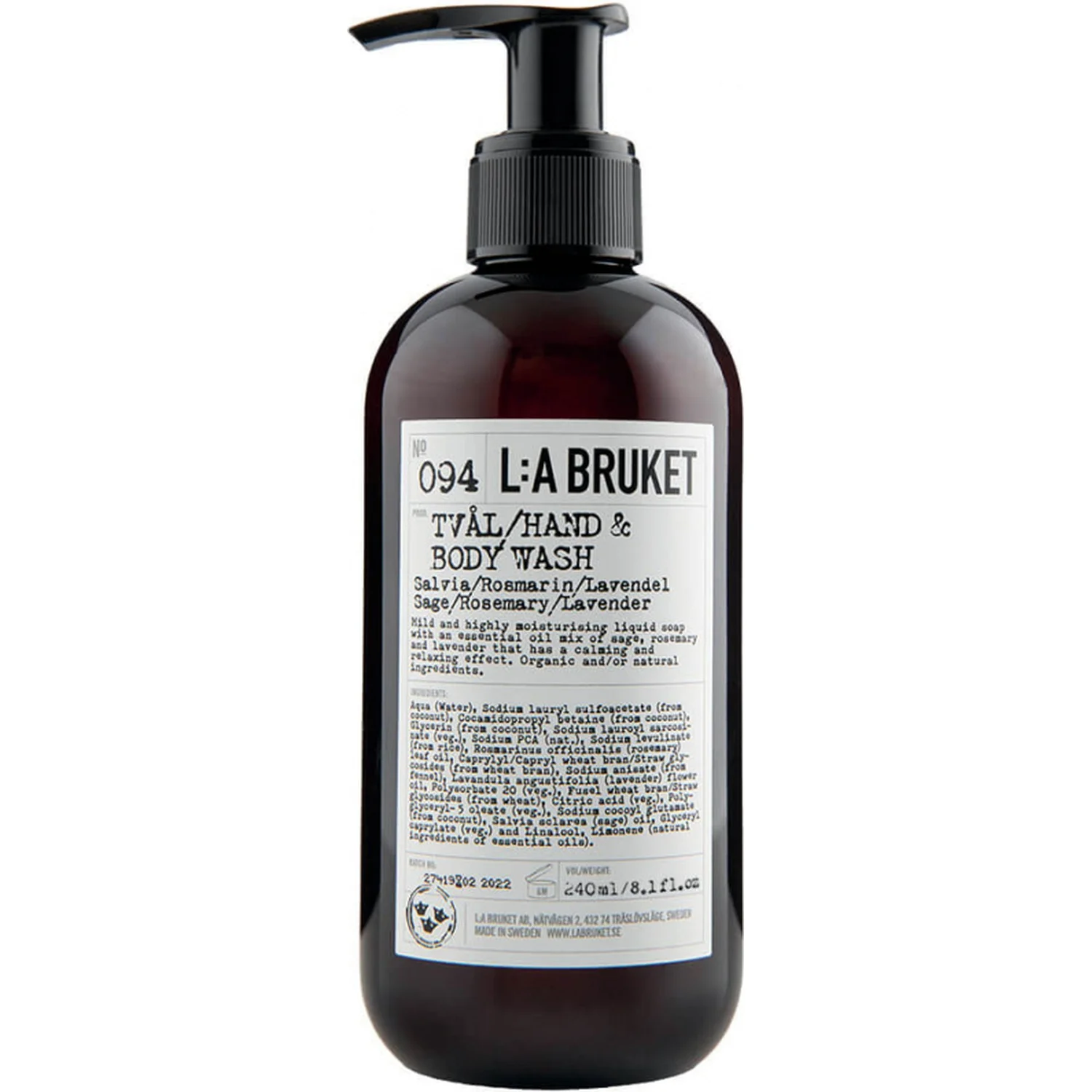 L:A BRUKET 094 Hand & Body Wash Sage/Rosemary/Lavender 240 ml 240 ml