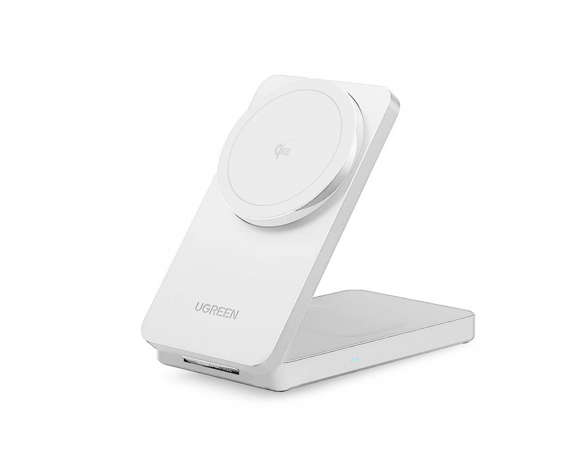 UGREEN Qi2 15W 2-i-1 Trådlös Laddare MagSafe - Vit