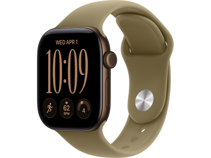 Apple Watch Series 12 GPS + Cellular 42 mm mörk brons aluminium, oliv Sportband - S/M, bild 4