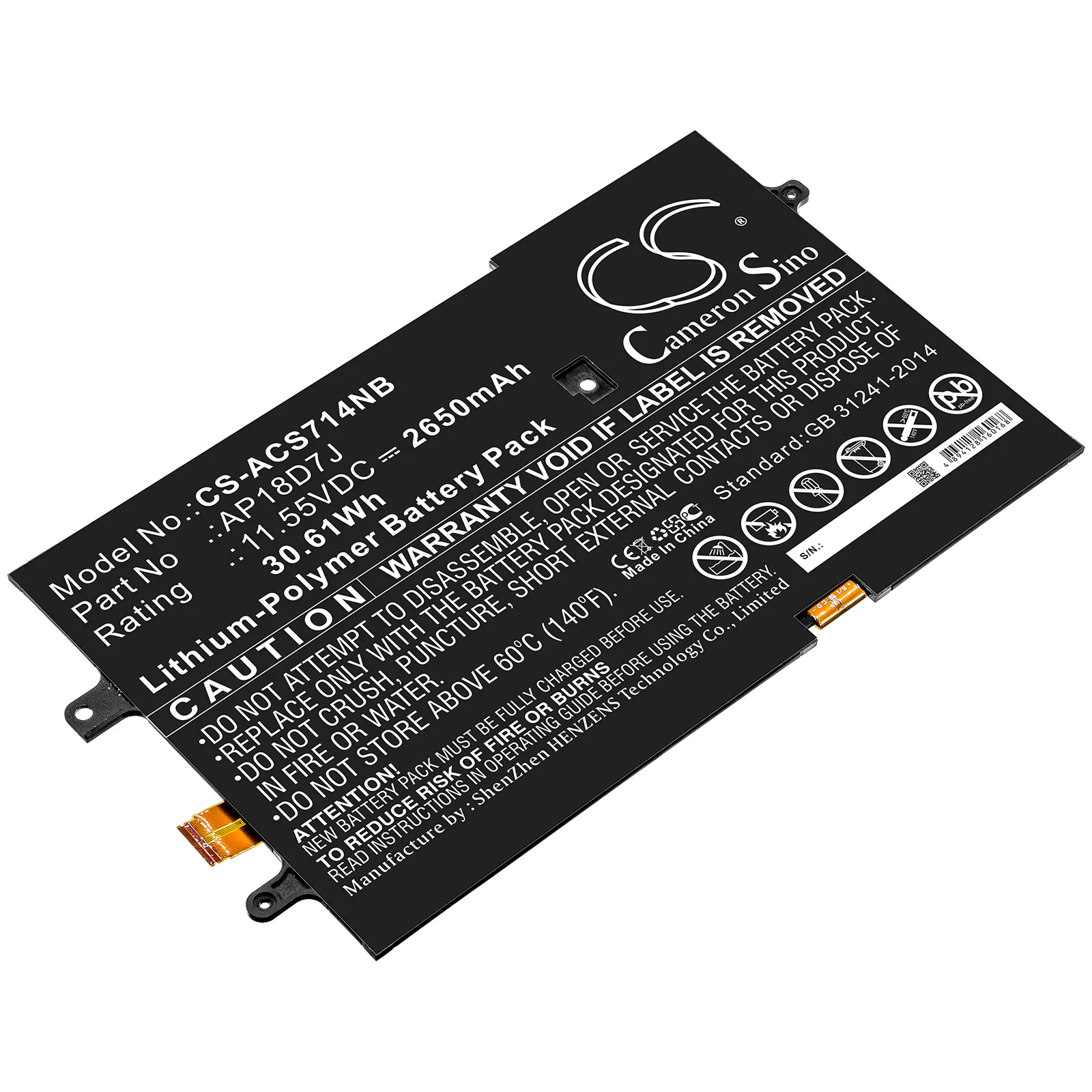Batteri till Notebook, Bärbar dator för Acer Swift 7 SF714-52T-763C14 m.fl.