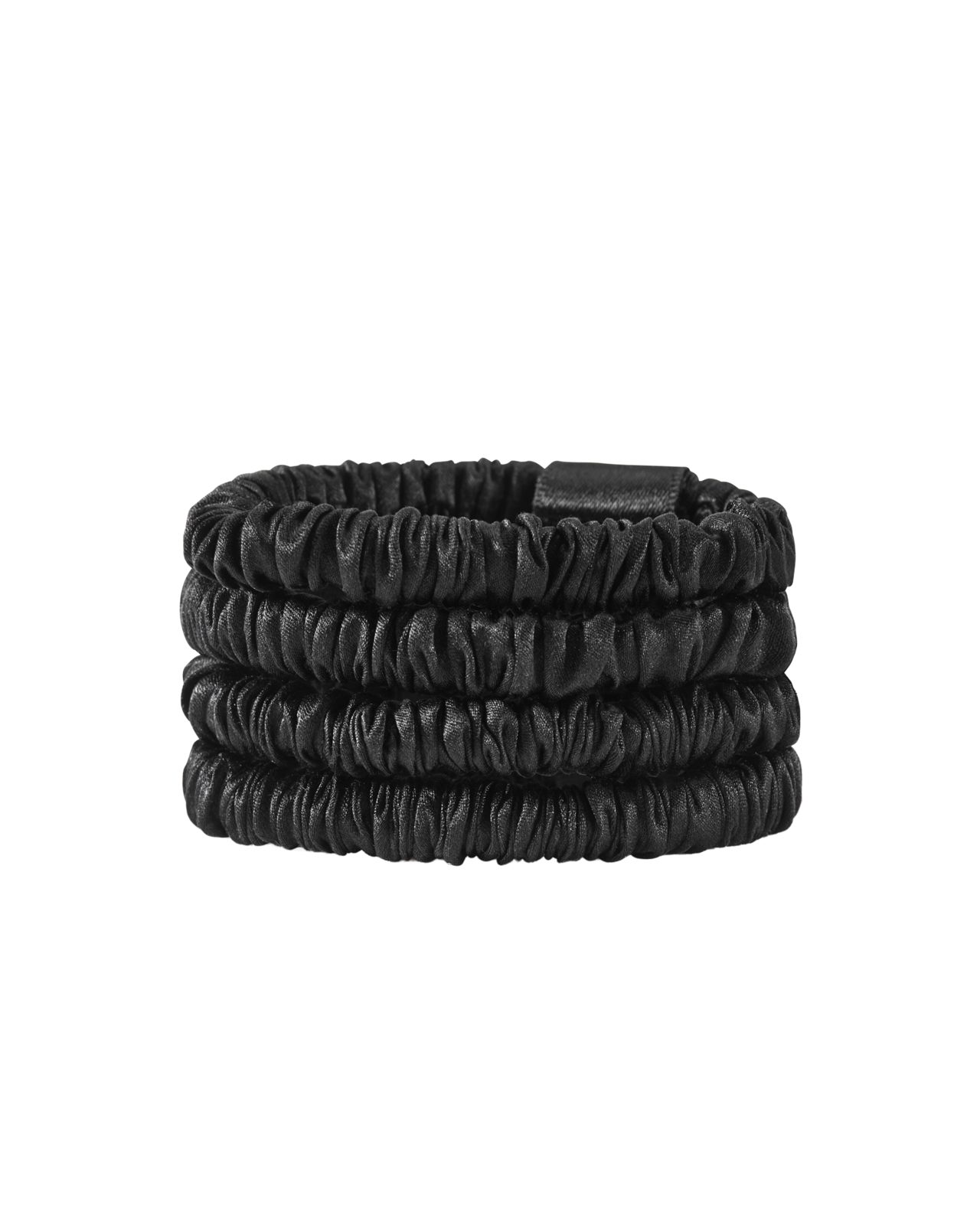 Lenoites Mulberry Silk Skinny Scrunchies Black 4 pcs