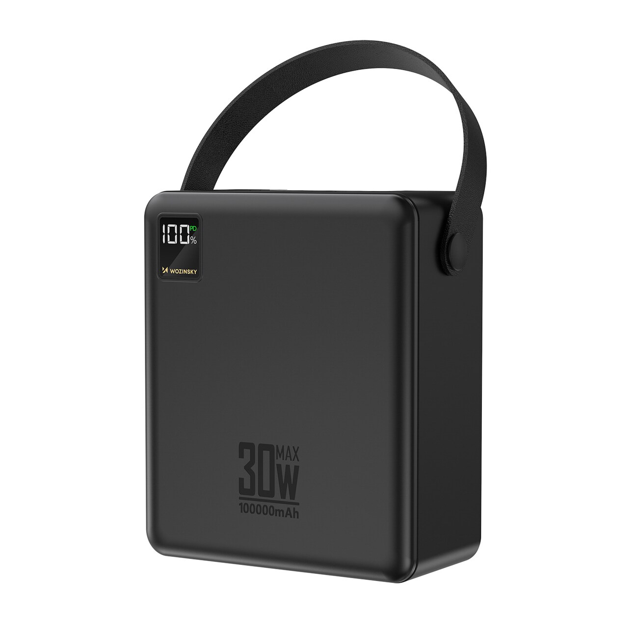 Wozinsky W8-B 100 000 mAh 30 W powerbank med 2 USB-A- och 2 USB-C-portar samt ficklampa – svart, bild 2