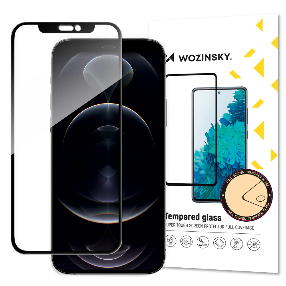 Wozinsky härdat glas med helskärm, full limning, ram för iPhone 14 Max / 13 Pro Max svart