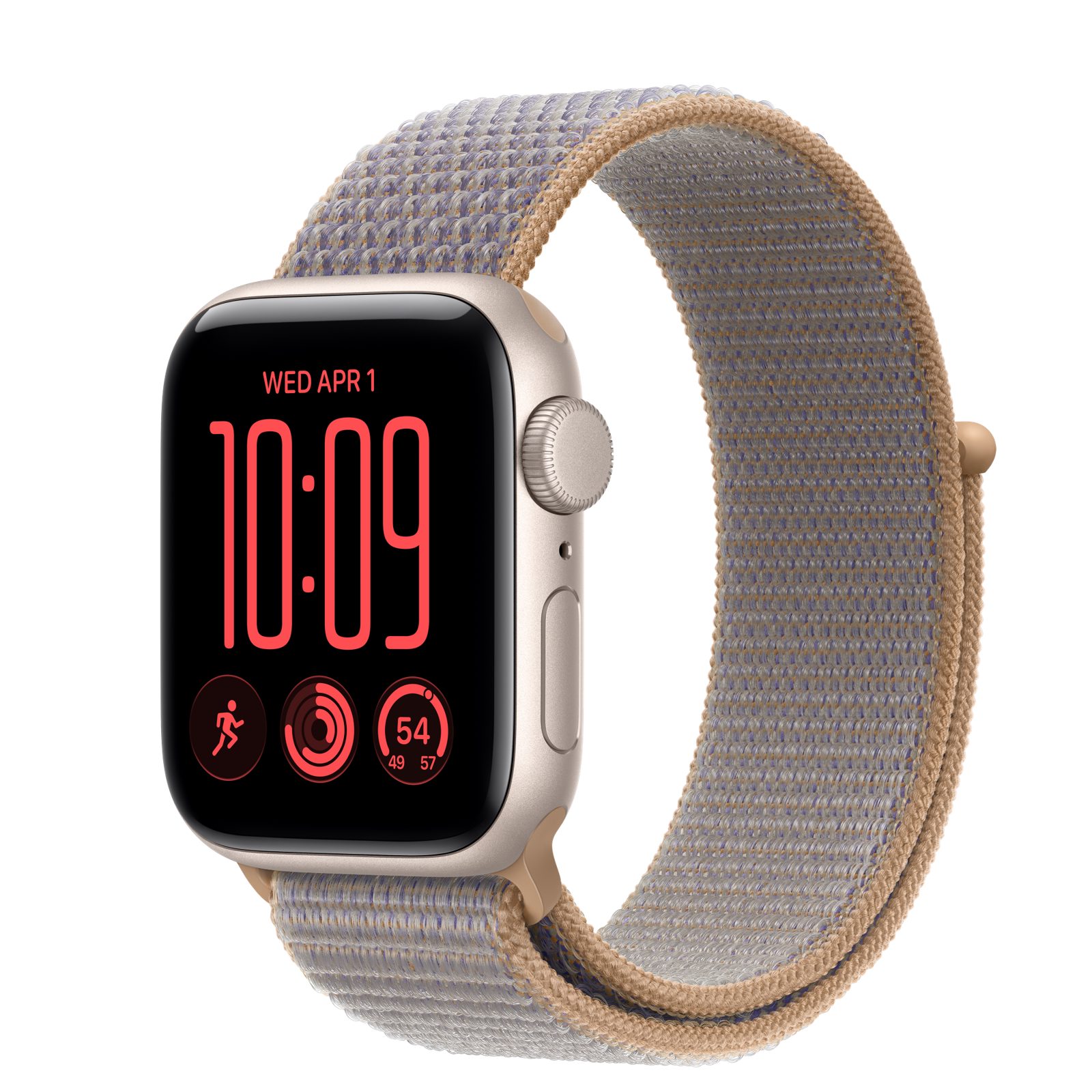 Apple Watch SE 3 (GPS) • Aluminiumboett stjärnglans, 40 mm • Sportloop chambrayblå
