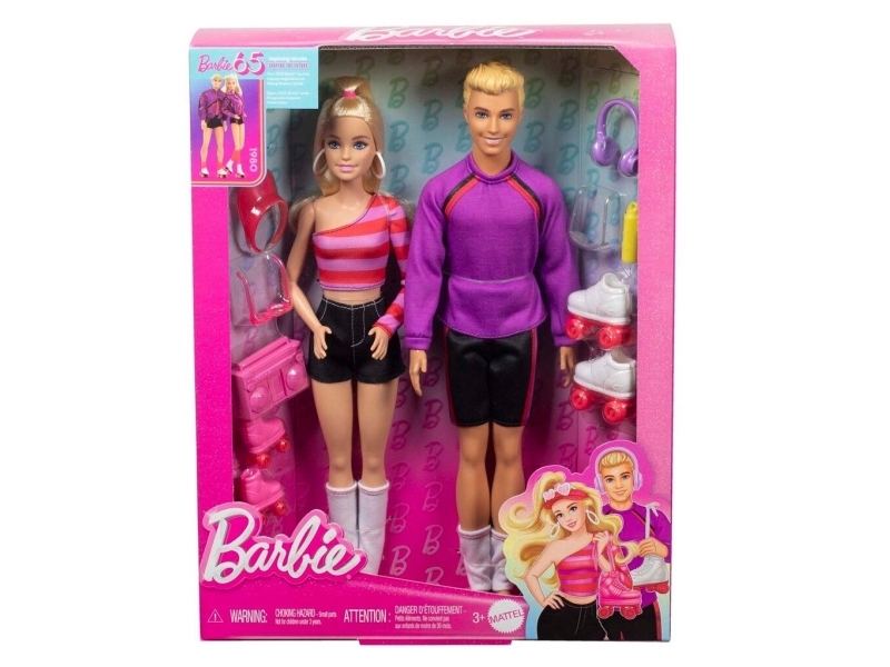 Barbie Fashionista dockset HXK90, 65th Barbie & Ken 2-pack, 6 tillbehör
