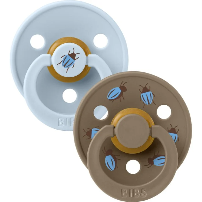 BIBS Studio Colour Pacifier Beetle Mix Latex Round Baby Blue/Dark Oak Size 1 2pcs
