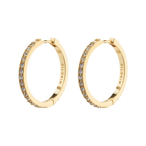 PILGRIM - EBNA Large Crystal Hoops - Gold Plated - 22 mm