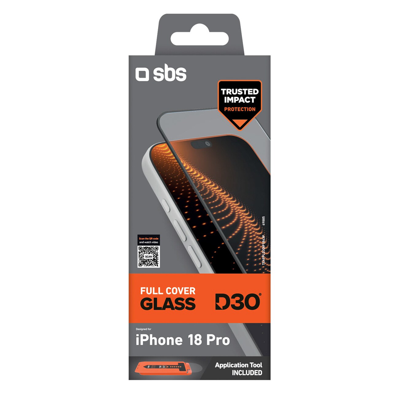 SBS D3O helskyddsglas för iPhone 18 Pro med appliceringsverktyg, bild 2