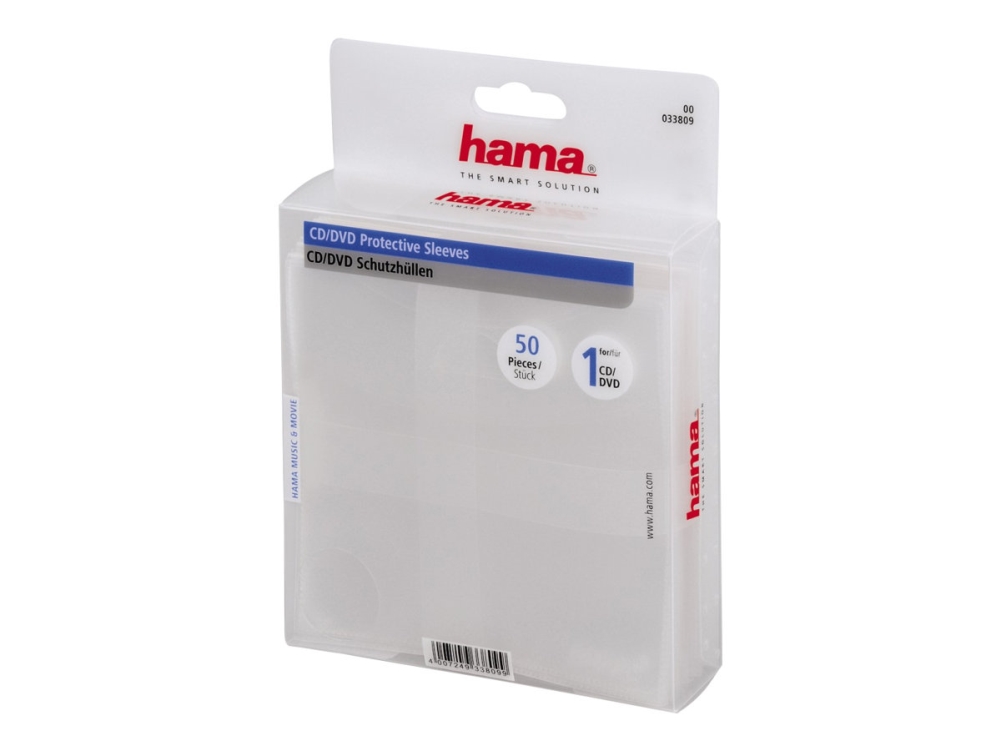 Hama CD/DVD-ficka med lock 50-pack