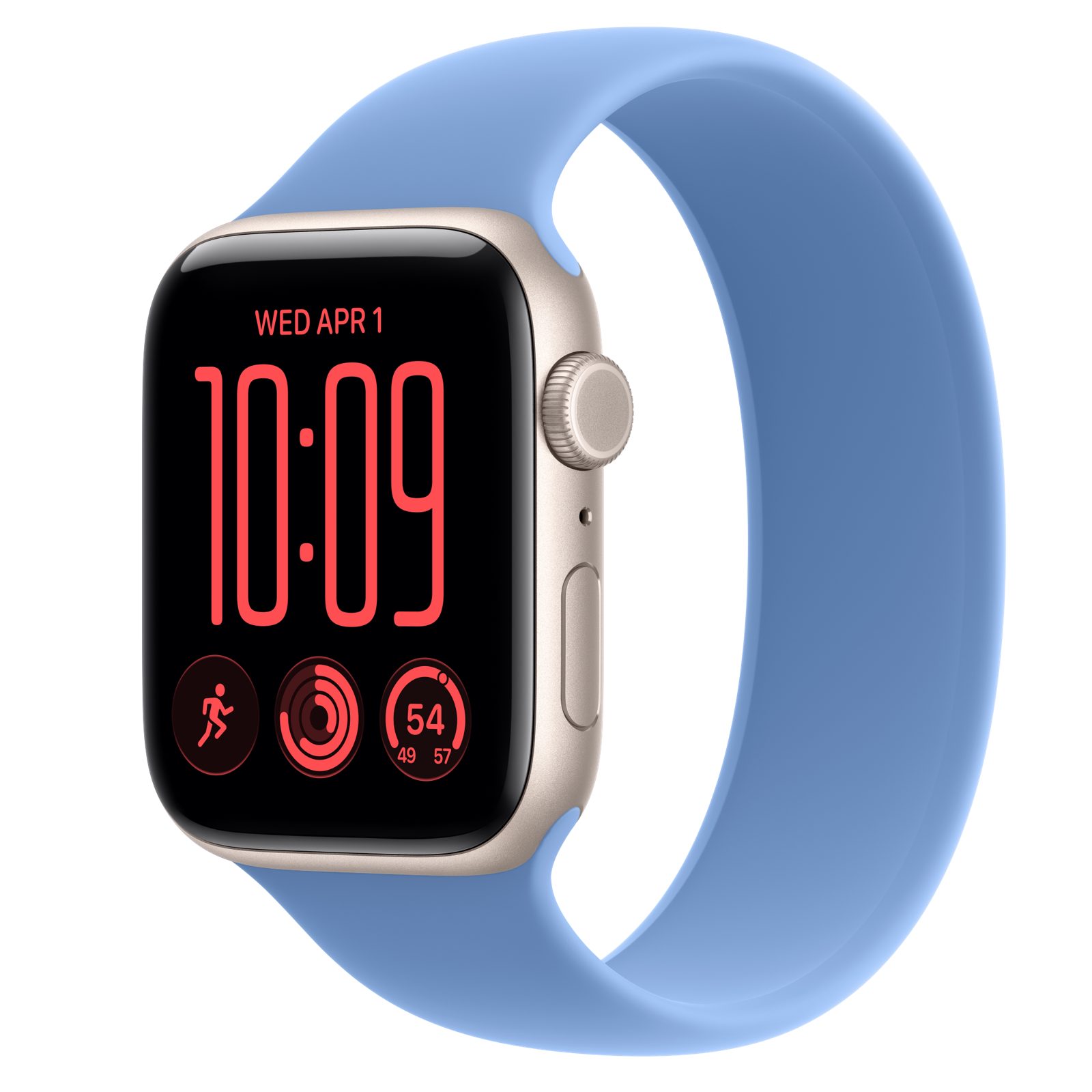 Apple Watch SE 3 (GPS + Cellular) • Aluminiumboett stjärnglans, 44 mm • Sololoop ängsblå
