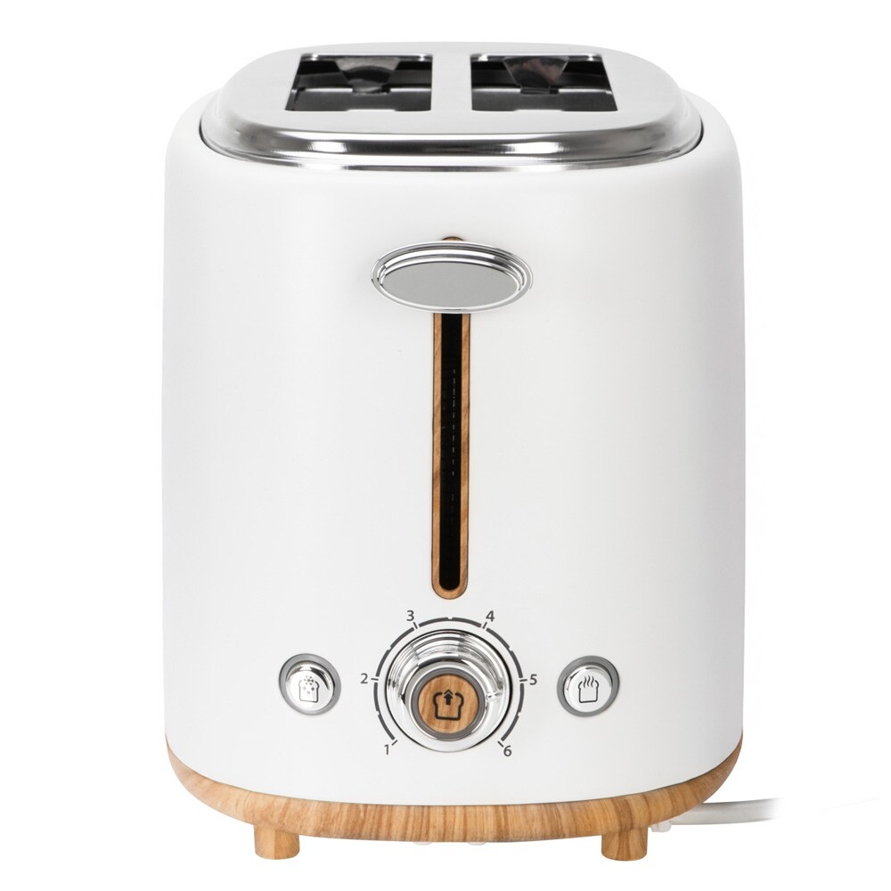 Brödrost med brödhylla / vit toaster med uppvärmning, upptining och 6 rostningsnivåer, bild 3