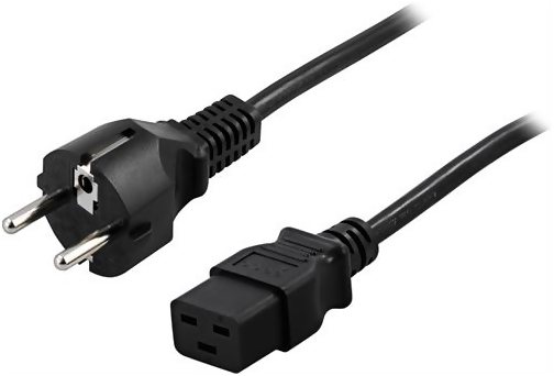 Strömkabel mellan UPS och vägguttag, rak CEE 7/7 - rak IEC C19, 2m - Svart