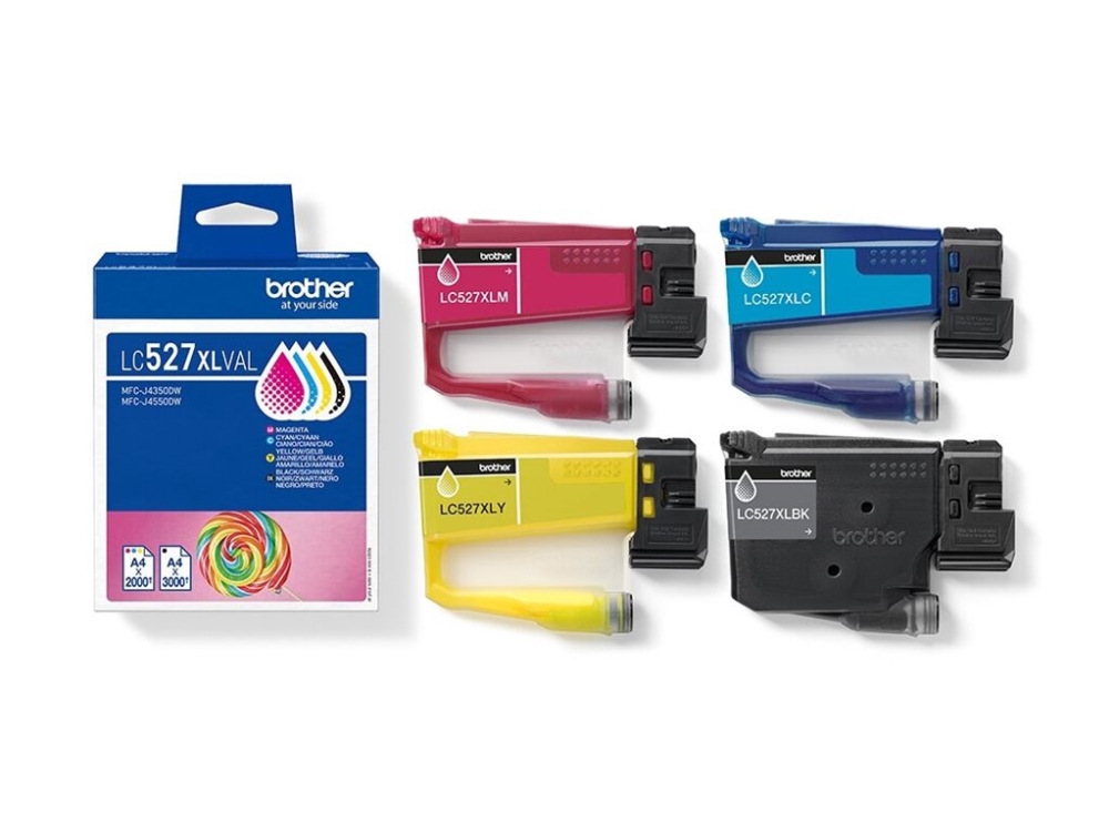 Brother LC527XLVAL Value Pack, 4 st patroner (svart+cyan+magenta+gul), 3000+3x2000 sidor