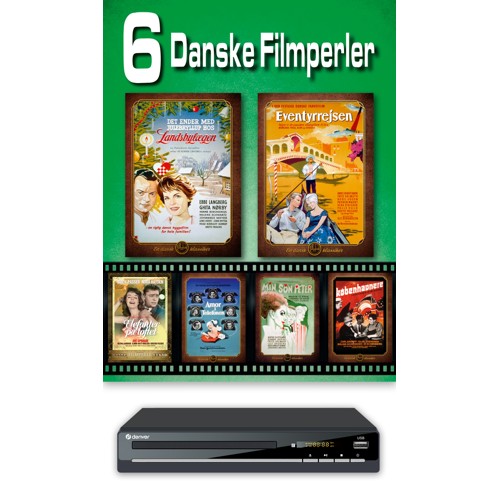 6 Danske Filmperler & Denver DVD maskine - (DVD)