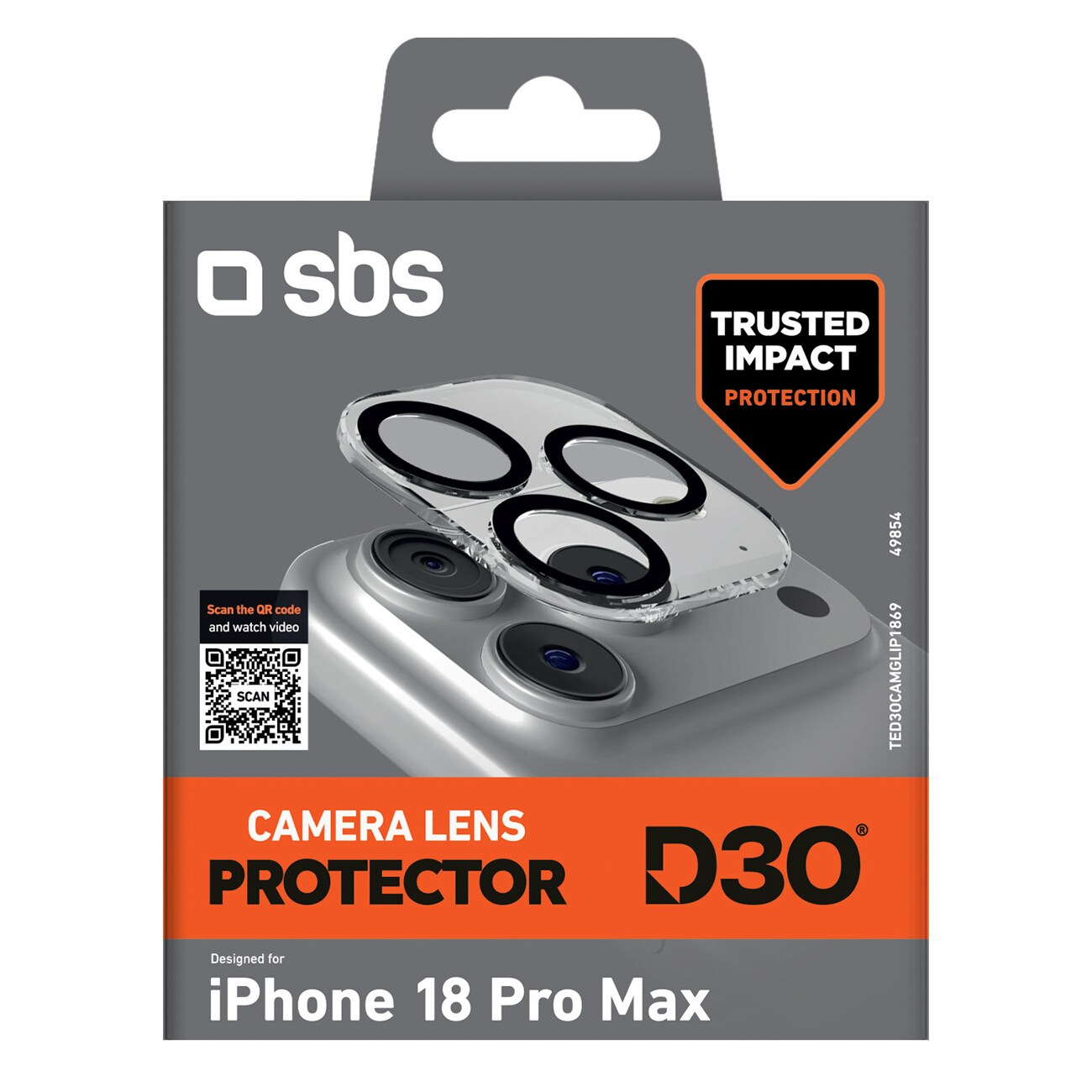 SBS D3O-kameraobjektivskydd för iPhone 18 Pro Max, bild 2