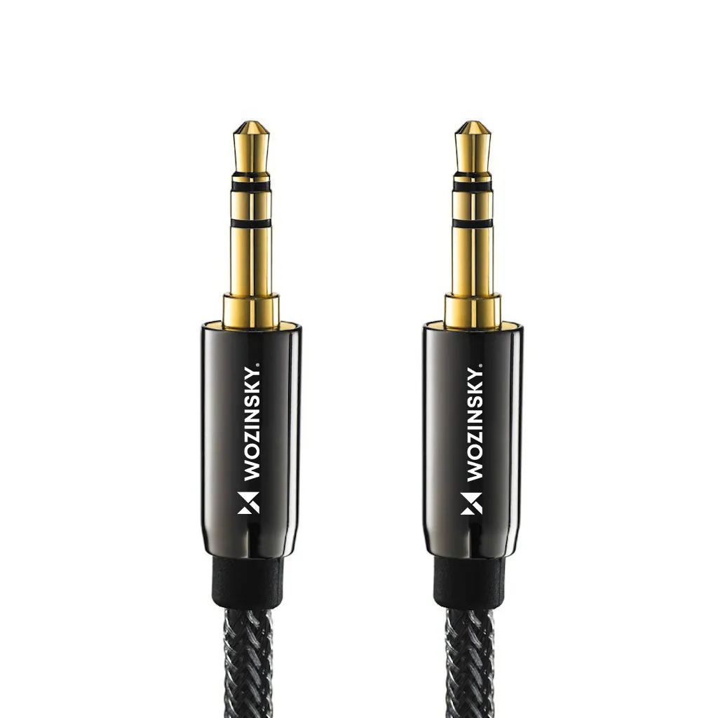 Wozinsky universal minijack-kabel 2x AUX-kabel 1,5 m svart