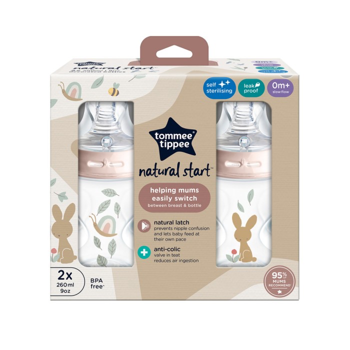 Tommee Tippee Natural Start Nappflaska Deco Rosa 2 st 260 ml, bild 2