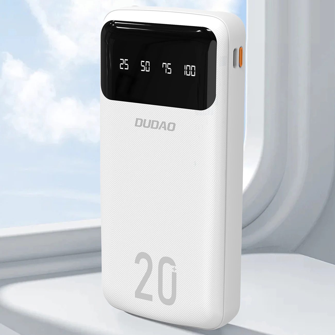Dudao K6Pro+ 20000mAh powerbank med 3 kablar: USB Type C, micro USB, Lightning, vit, bild 5