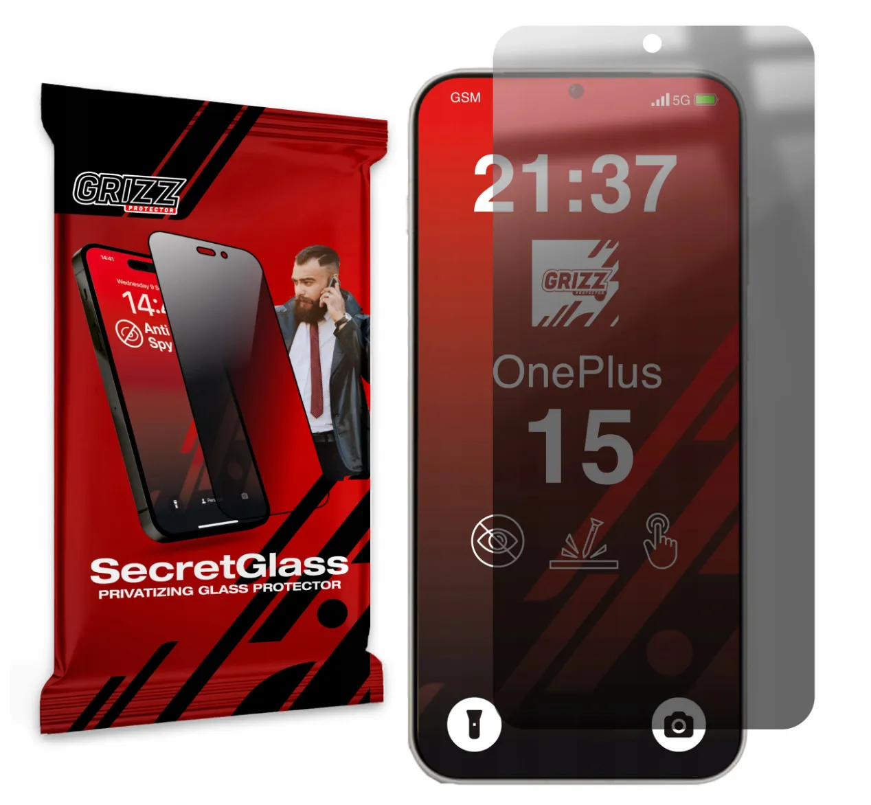 GrizzGlass matt integritets-/sekretesskydd SecretGlass till OnePlus 15