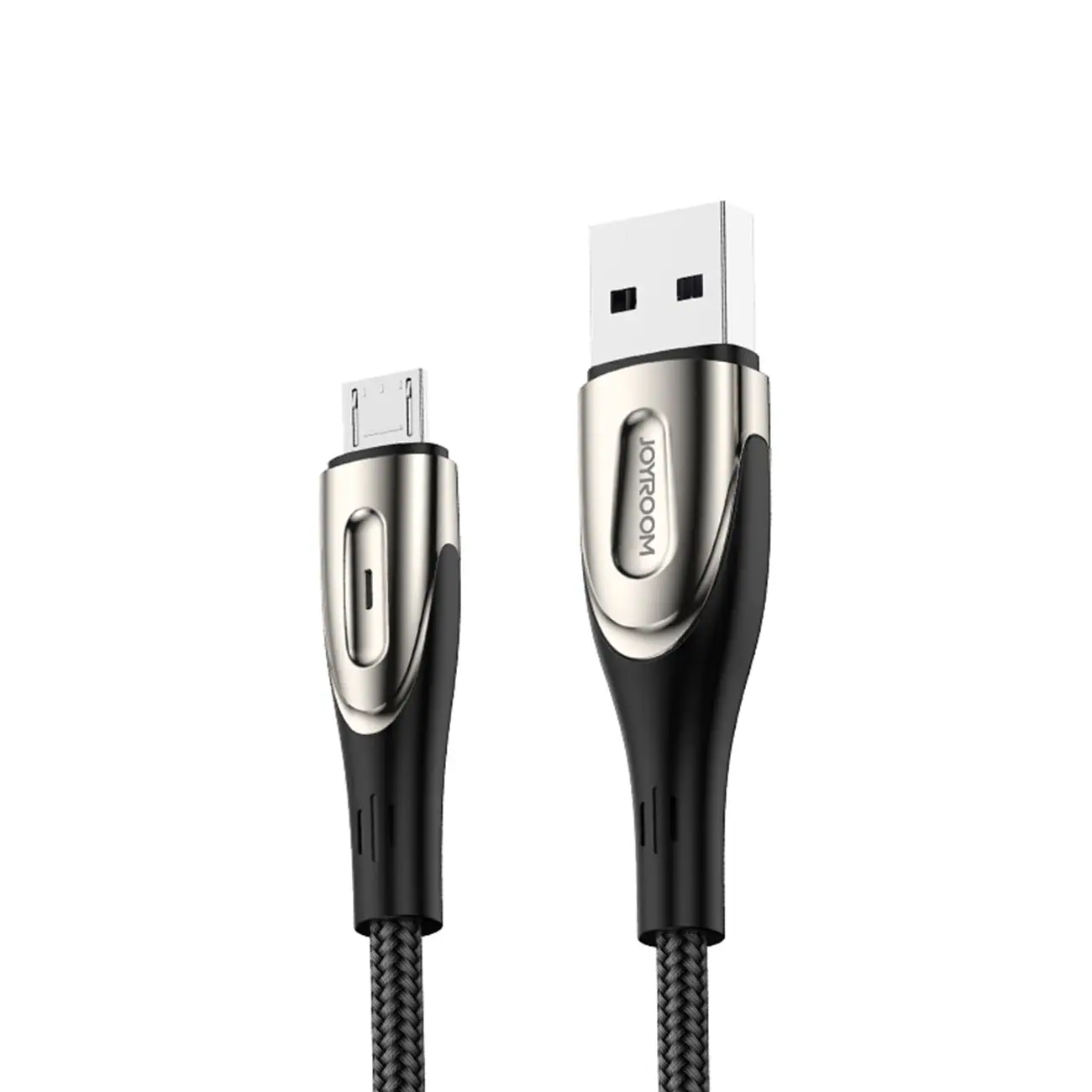 Joyroom Sharp Serie S-M411 USB-A / micro USB 3A 2m kabel med laddningsindikator - Svart