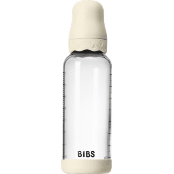 BIBS Glass Boheme Baby Bottle Round Latex 240 ml Medium Flow Ivory, bild 2