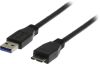 Deltaco USB 3.0 kabel - Typ A hane - Typ Micro B hane - 1m - Svart, bild 3