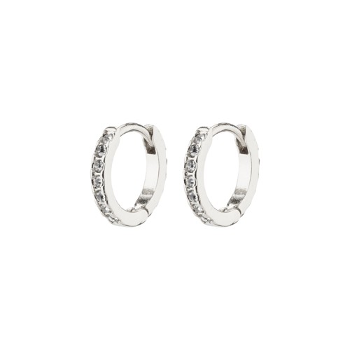 PILGRIM - EBNA Mini Crystal Huggie Hoops - Silver-Plated - 10 mm