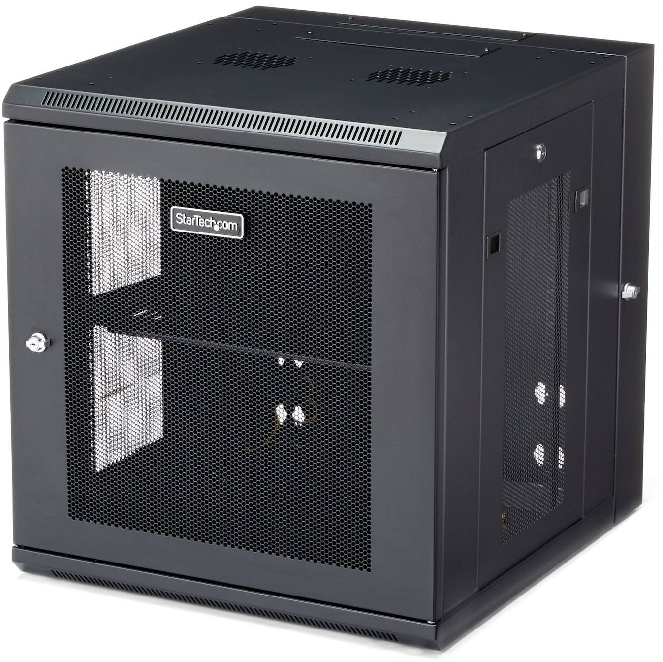 19" Skåp StarTech.com 12U, 610x655x640mm, stående eller väggmonterat, gångjärnsupphängning - Svart, bild 3