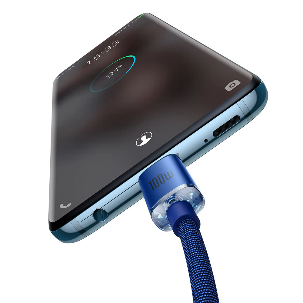 Baseus CAJY000703 USB-C - USB-C PD-kabel 100W 480Mb/s 2m - blå, bild 3