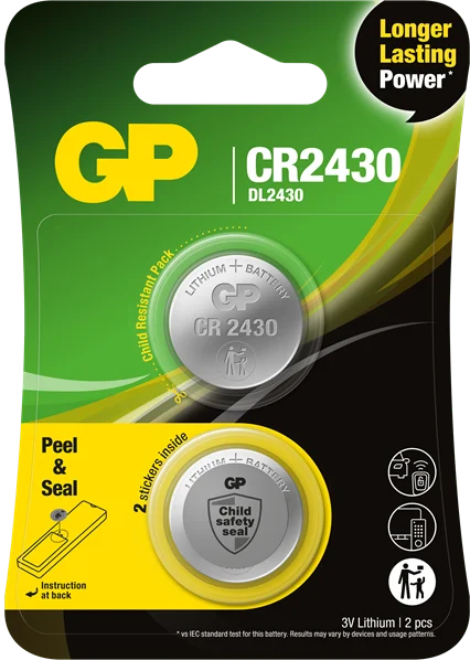 GP Litiumbatteri Knappcell CR2430, 3V, 2-pack