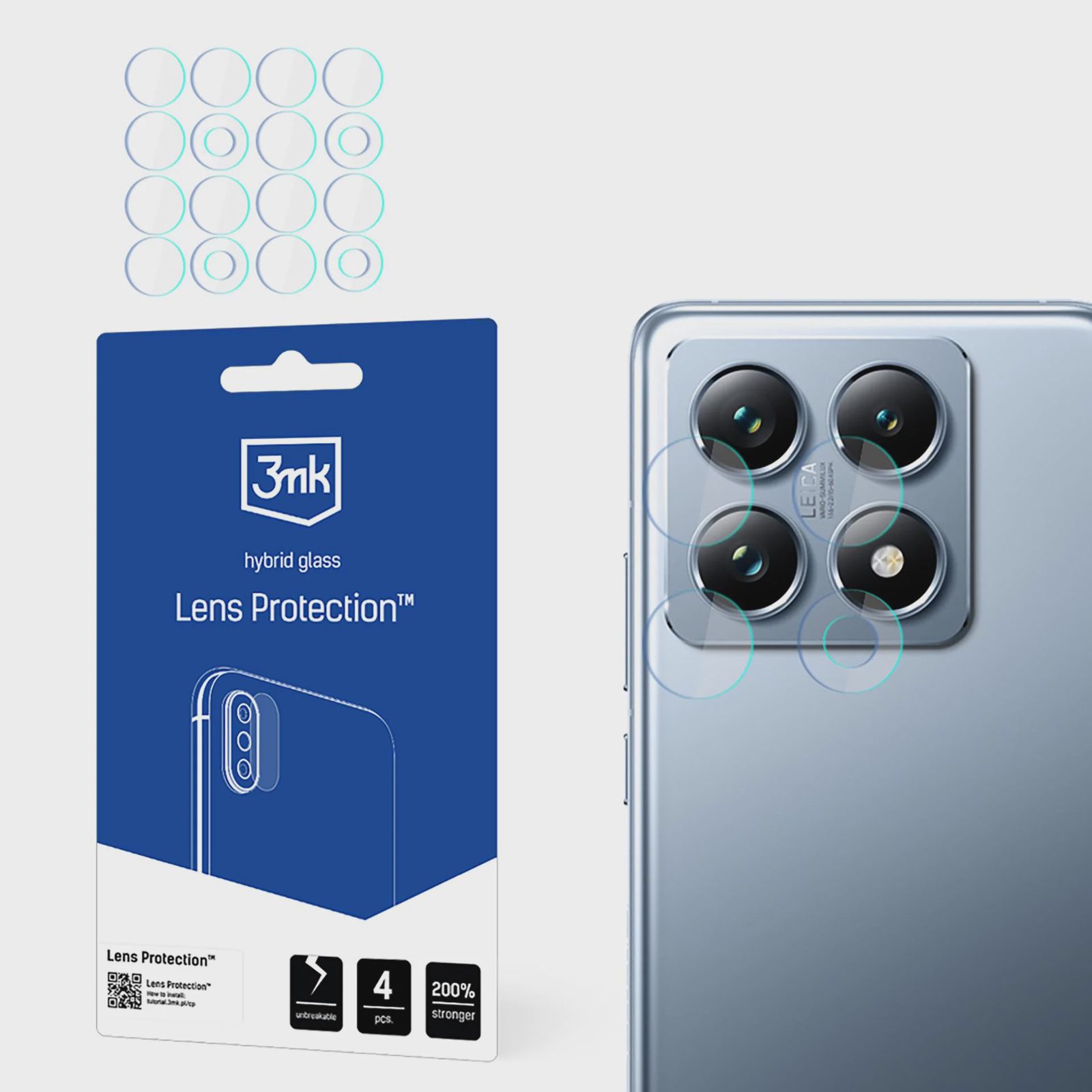Hybridglas för kameralinser – 3mk-linsskydd för Xiaomi 14T och 14T Pro