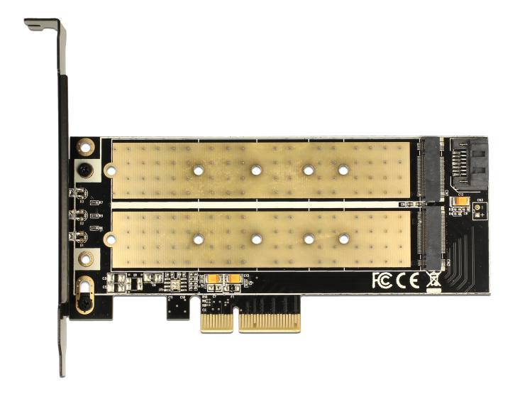 DeLOCK PCI Express x4-kort > 1 x internal M.2 Key B + 1 x intern NVMe M.2 Key M, Low Profile, bild 3