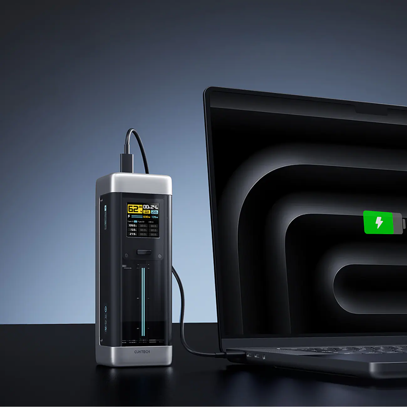 Powerbank Cuktech CUK00P23GLBK 210W 25000mAh Powerbank 2 x USB-C 1 x USB-A - Svart, bild 2