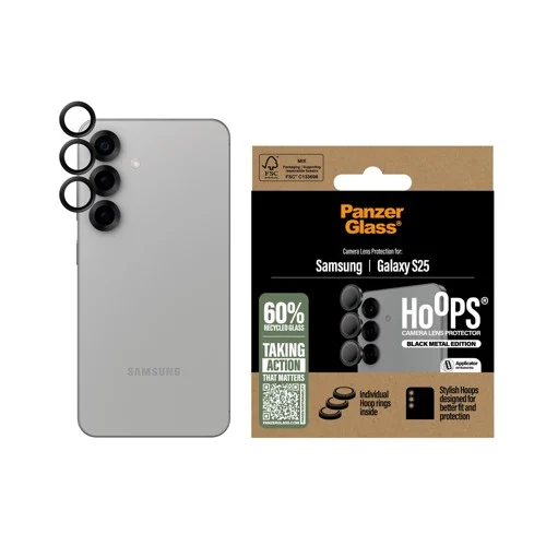 PanzerGlass Samsung Galaxy S25 Hoops kameralinsskydd, svart