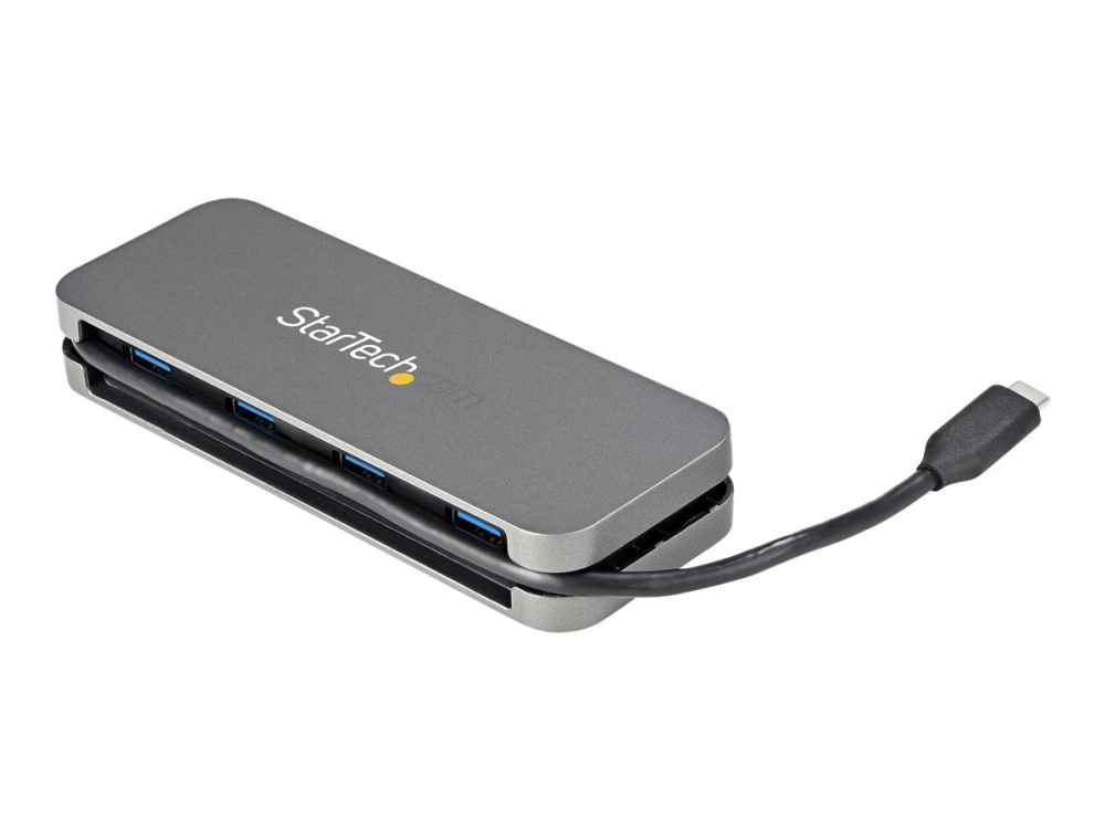 StarTech.com 4-port USB C-hubb - 4x USB-A - 5 Gbps USB 3.0 Type-C-hubb (USB 3.2/3.1 Gen 1) - USB-bussdriven - Bärbar USB-C till USB-A-adapterhubb för bärbara datorer - 28 cm lång kabel med kabelhantering - Hubb - 4 x USB 3.2 Gen 1 - skrivbordsmodell