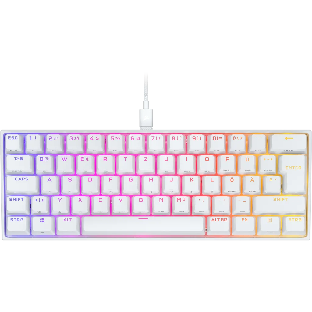K65 RGB MINI 60% Mechanical Gaming Keyboard — CHERRY MX SPEED (DE) — White