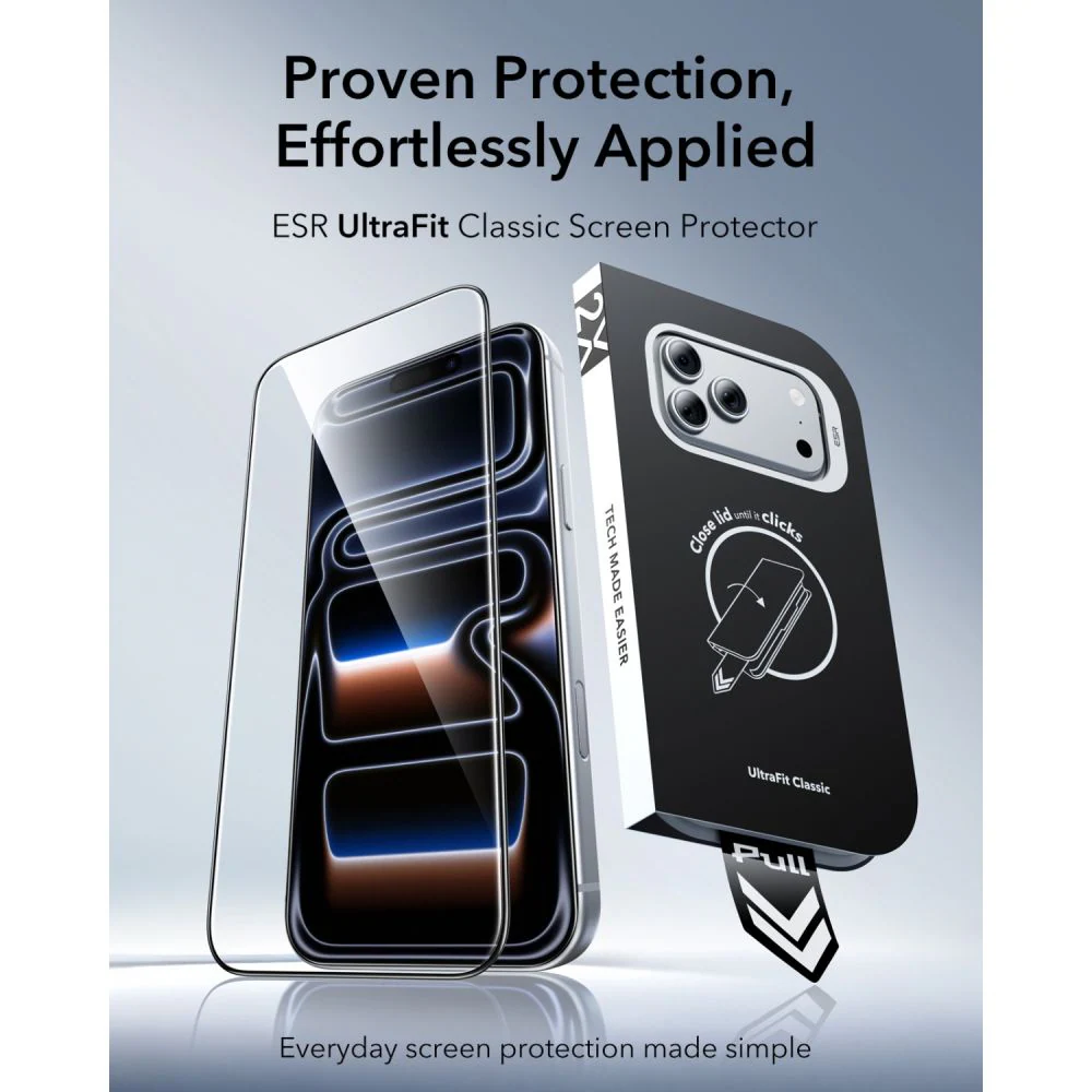 ESR UltraFit Classic, 2-pack härdat glas till iPhone 18 Pro Max / 17 Pro Max – Svart, bild 2