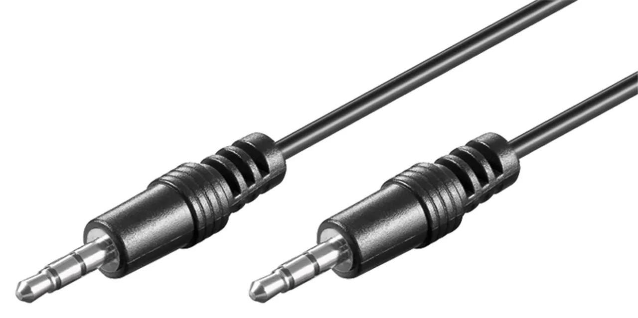 Wentronic Goobay 3,5 mm jack anslutningskabel HQ, svart, 5 m - jack 3,5 mm plugg (3-polig, stereo) > jack 3,5 mm plugg (3-polig, stereo) (51660)