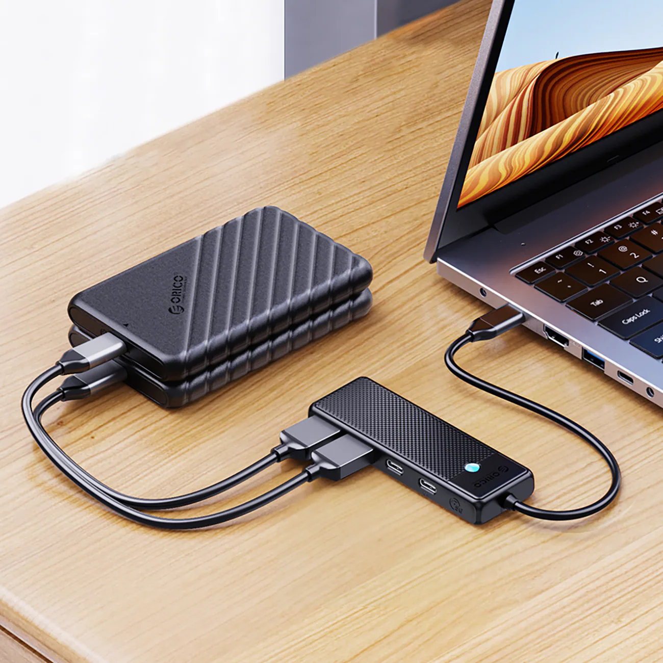 Hub USB-C Orico PAPW2AC-C3 dockningsstation 2x USB-A 3.0 + 2x USB-C 3.0 - svart, bild 4
