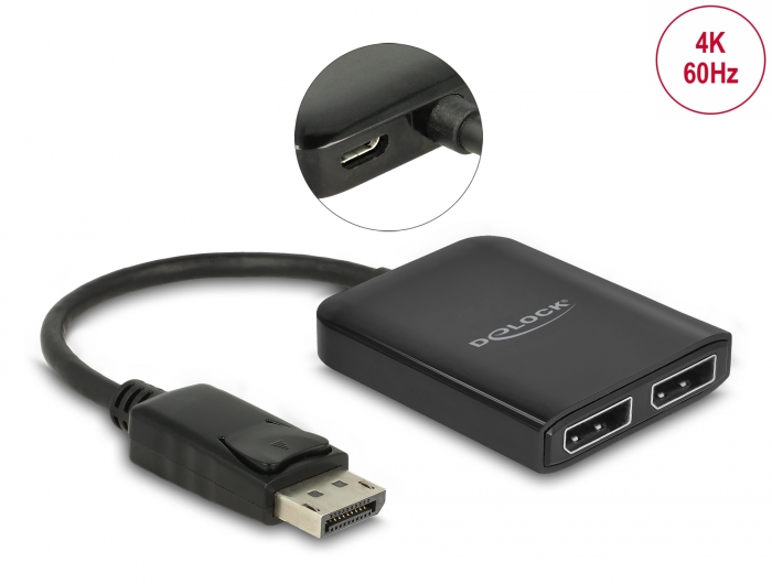 Splitter DeLOCK 1 x Displayport in > 2 x Displayport ut 4K@60Hz, DP 1.4 MST, bild 4