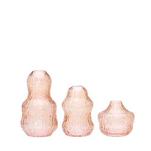 Hübsch - Fuyu Vases - Orange - Set of 3 - ø11xh20cm, ø10xh15, ø11xh10cm - Brown