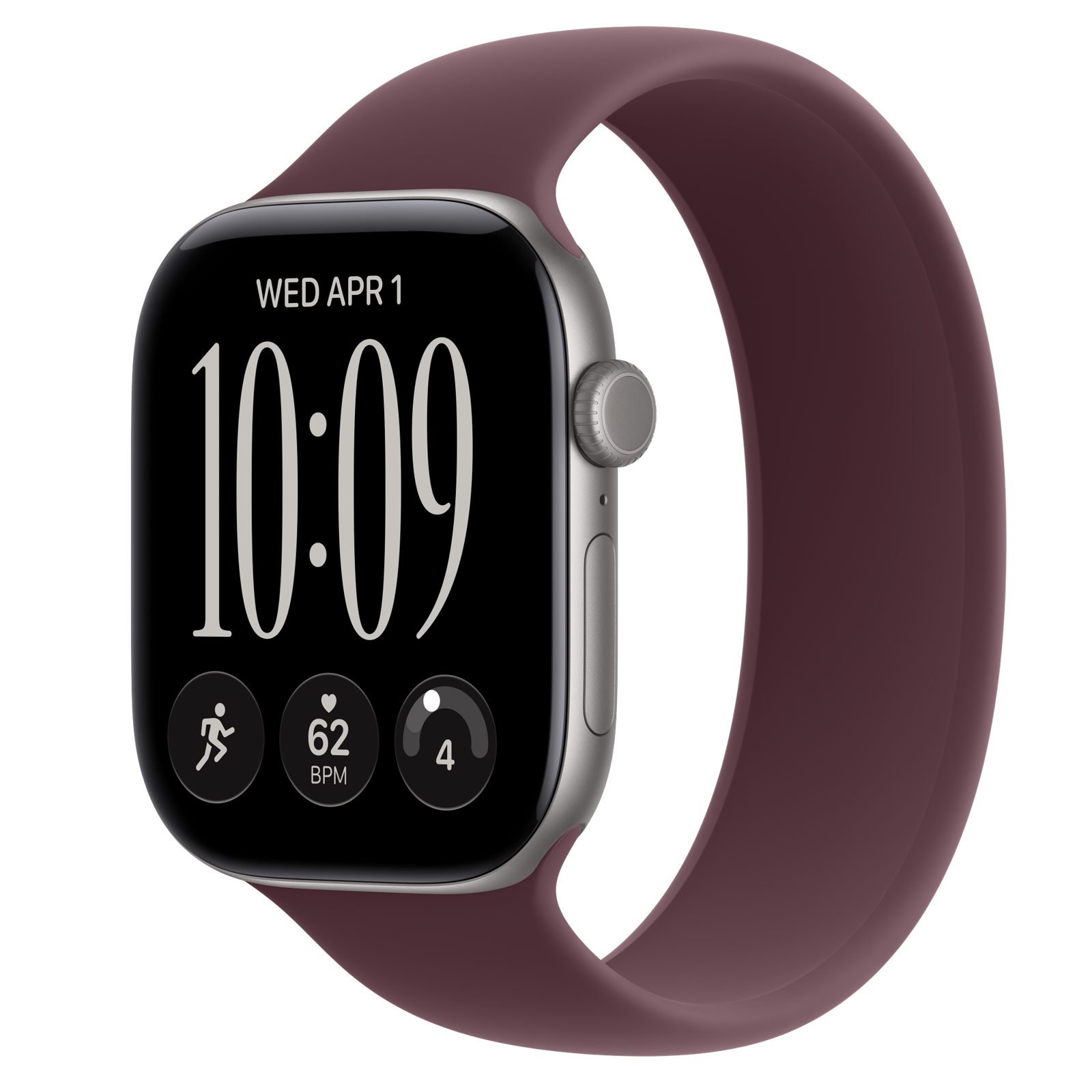 Apple Watch Series 12 (GPS + Cellular) • Aluminiumboett rymdgrå, 46 mm • Sololoop bourgogne