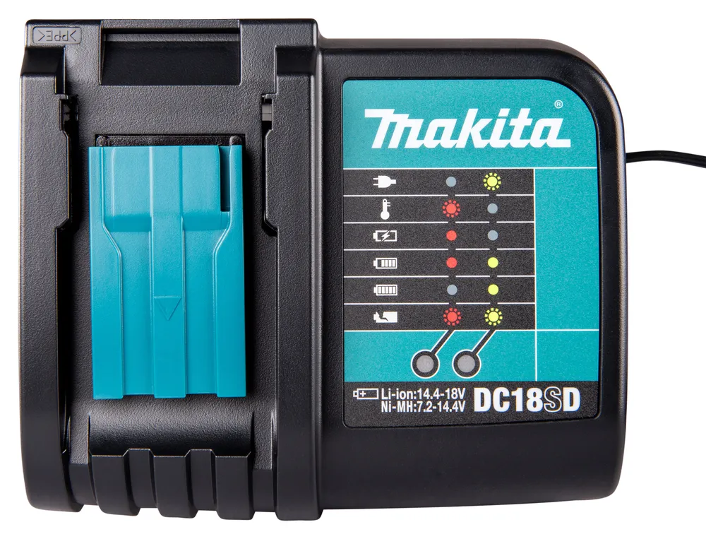 Original Makita DC18SD Battery Charger LXT ®DC18SD - Charger for 14,4V and 18V Li-ion batteries (Li–ion • 14,4 – 18V • DC18SD)