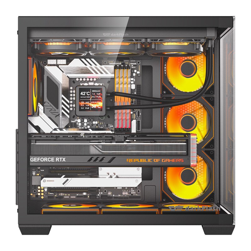 Darkflash C280 Computer Case + 7 Fans - Chassi - Svart, bild 2